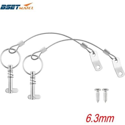 2PCS BSET MATEL 6.3mm 1/4 inch Quick Release Pin with Lanyard for Boat Bimini Top Deck Hinge Marine hardware Stainless Steel 316