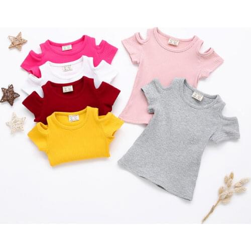 Summer Girls T Shirt Strapless Tops For Kids Colored Children T-shirts Baby Blouse Toddler Tees Clothing