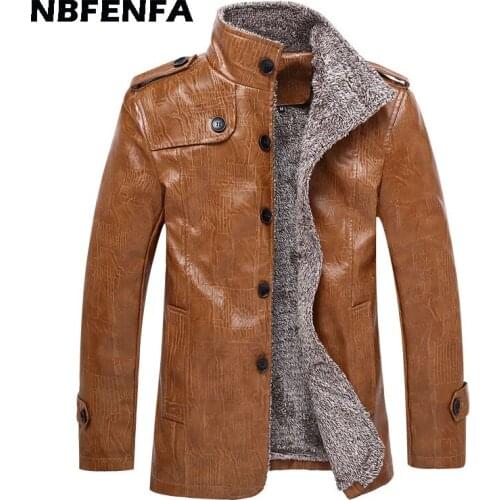 8XL Men PU Jackets Winter Fleece Leather Coats Windbreaker Solid Male Outwears Casual Mens Clothing Plus Size Warm Jacket LA020