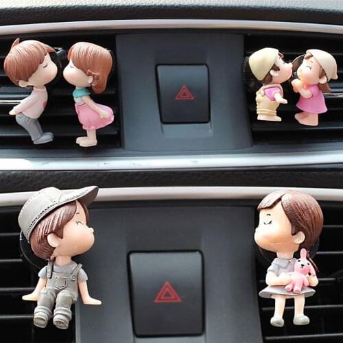 Lovely Couple Girl Boy Car Air Vent Freshener Perfume Clip Aromas Diffuser Decor 2020