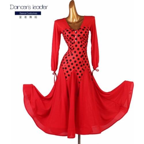 Ballroom Dance Dresses foxtrot Dancing Skirt Women Stage Waltz Ballroom Dress Polka dot red
