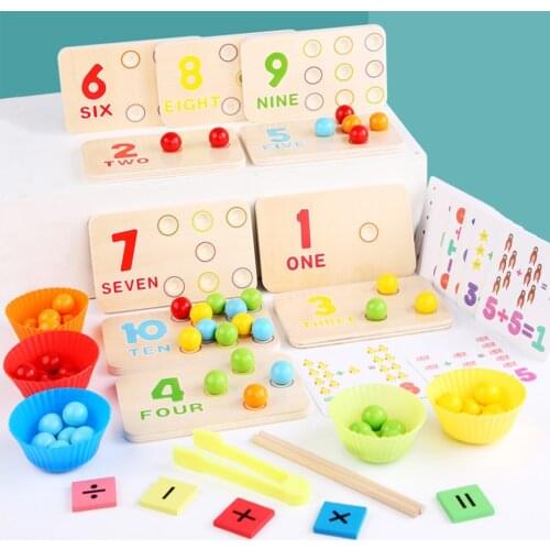 Montessori Clips Beads Board Game Math Manipulative Multifunctional Subtraction Addition Early Education