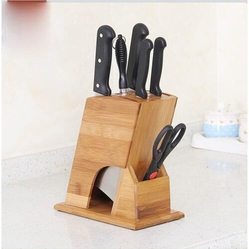 Wooden Knife Holder Functional Bamboo Knife Block Stand Knives Shelf Rack Storage Box Organizer kitchen racks Tool