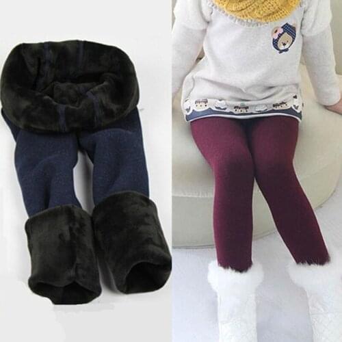Children girls winter warm pants cotton seamless integration kids baby pants leggings plush thick velvet leggings girls trousers