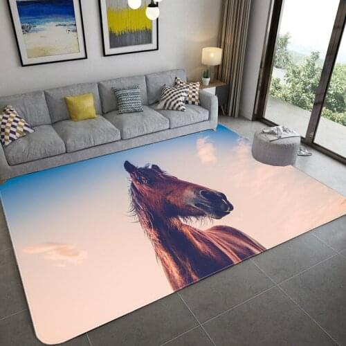 3D Cartoon Animal Horse Carpet Child Room Bedside Mat Kids Play Area Rugs Soft Flannel Memory Foam Home Carpets for Living Room