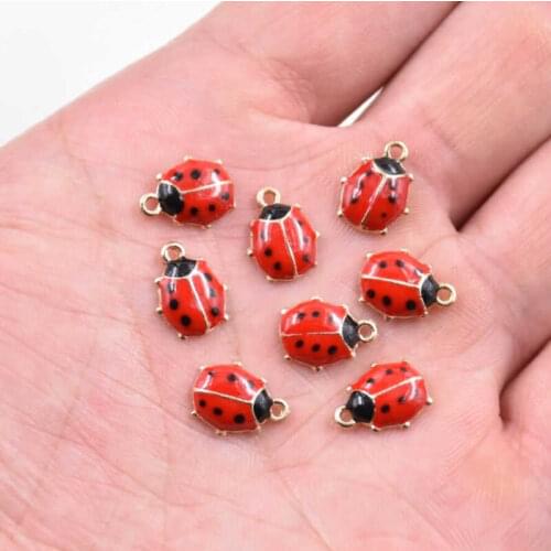 For DIY Earrings/Bracelet Charm Enamel 10PC 11*9 MM Ladybird Cute Pendant