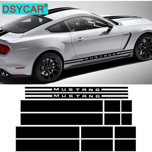 DSYCAR 1Set Car Hood Roof Rear Side Skirt Racing Stripe Body Kit Decal Car Stickers For Ford Mustang 2015-2017