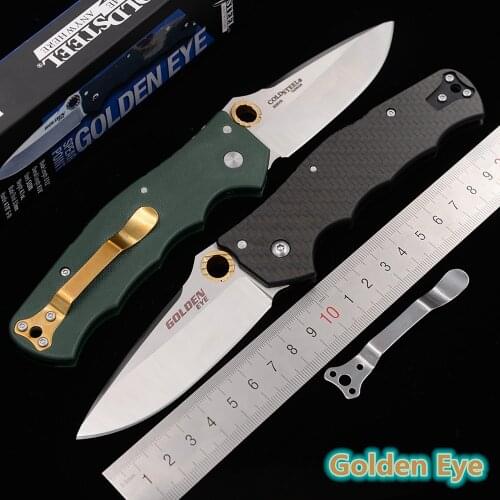 JUFULE Golden Eye Mark S35VN Blade Carbon Fiber / G10 Handle Outdoor Tactical Camp Hunt EDC Tool Pocket Kitchen Folding Knife