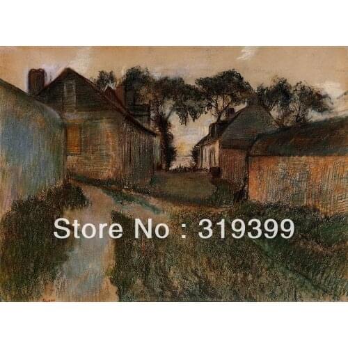 Oil Painting Reproduction on Linen Canvas,Rue Quesnoy, Saint-Valery-sur-Somme by Edgar Degas,Free DHL FAST Shipping,100%handmade