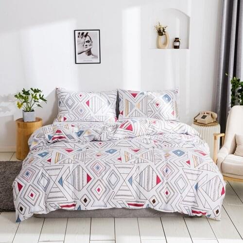 WUJIE Geometric Pattern Duvet Cover Set with Pillowcases Bed Linens Twin/Queen/King Size Comforter Bedding Sets Home Textiles