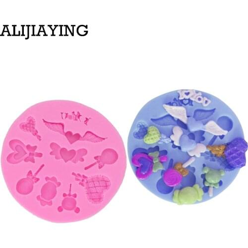 M0066 Non-stick Silicone Love heart shaped lollipop Chocolate Molds Jelly Ice Lolly Candy Cake Mould DIY cake decorating tools