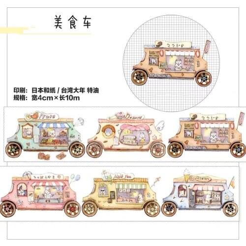 Lovely Food Car Washi Masking Tape for Card Making Bullet Journal DIY Scrapbooking Decorative Stickers