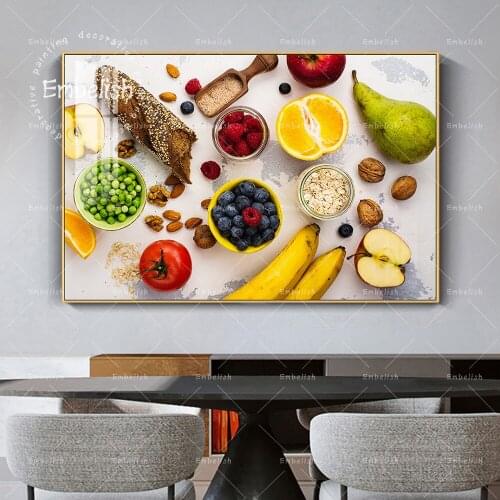 Embelish Fashion Kitchen Wall Pictures Fresh Fruits Vegetables Resturant Posters For Home Decor HD Spray On Canvas Paintings