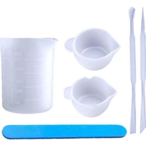 XXFD Resin Glue Tools Set Reusable Nonstick Resin Art Mixing Measuring Cups Silicone Stir Stick for UV Epoxy Mold DIY Jewelry