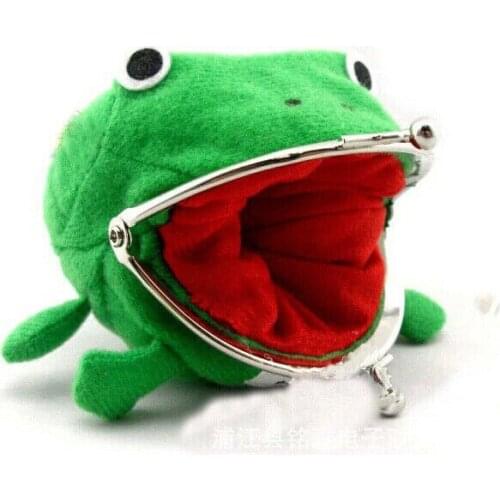 New Lovely Frog Shape Cosplay Green Animal Bag Coin Purse Wallet Soft Furry Plush Purse Gift Smart Wallet Mini Slim Card Wallet
