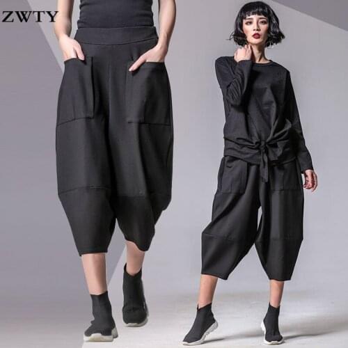 ZWTY 2021 Spring autumn new cropped casual pants womens pants loose large size harem pants bloomers crotch pants trend
