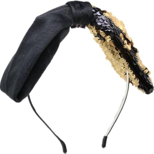 NEW winter Velvet with sequence two tone girls hairbands on metal headband with teeth children hair accessories