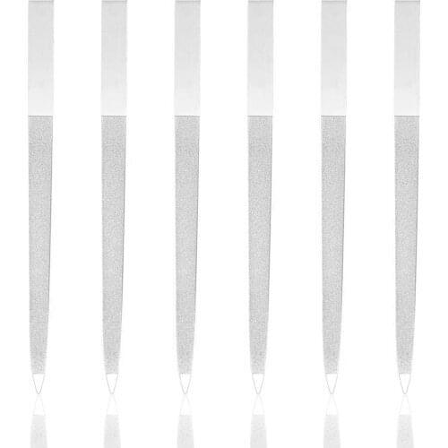 6pcs Stainless Steel Nail File Art Rod Double Sides Buffer Grinding Finger Cuticle Metal Sanding Polish Manicure Pedicure Tools