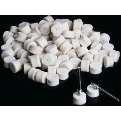 100Pcs Wool Felt Polishing Buffing Pad 13mm + 2 Shank for Grinding Wheel
