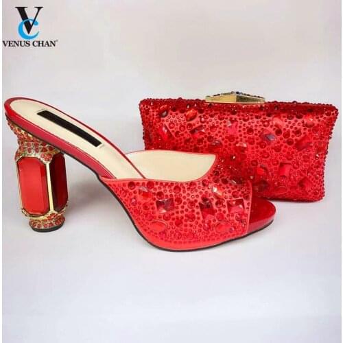 Latest New Coming African Lady Shoes And Bag Set African Design Matching Shoes And Bag Set African For Party in Red Color