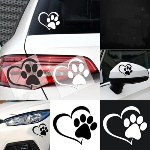 Cute Dog Paw with Peach Heart Car Sticker Cartoon Animal Take Dog Cat Love Pet Car Sticker