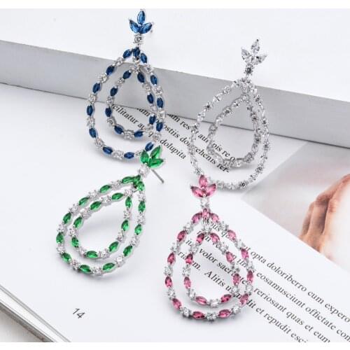 Zircon Earrings with Various Colors of Plant Flowers, Fashion Jewelry Gifts for Women/Girls at Various Parties ER-307