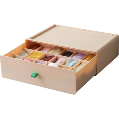 Underwear storage box socks underwear storage artifact grid box drawer type children compartment grid storage box