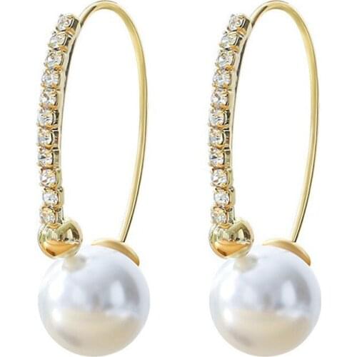 Women big waterdrop dangle pearl earring Gold Wedding jewelry Copper Charms Statement Earrings Ladies Gifts Jewelry dropship