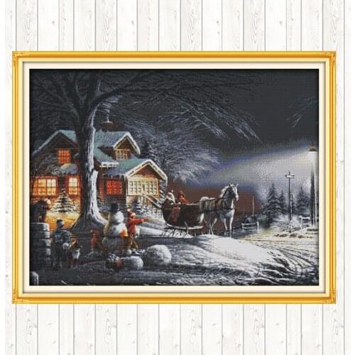 Winter Snow Patterns Cross Stitch Kits 11CT 14CT Printed Counted Canvas Chinese Cross-stitch Sets DIY Embroidery Needlework Sets