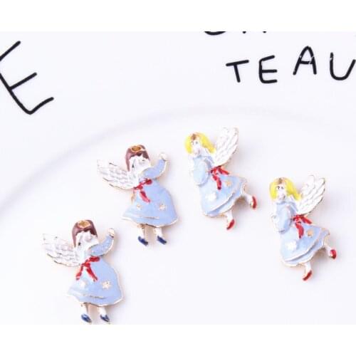 10Pcs/lot Angel Alloy Enamel Dangle Charms Pendant for Women DIY fit Bracelet Necklace Jewelry Accessories Valentines Day Gift