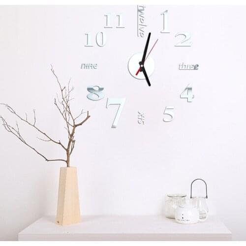 3D Wall Clock Mechanism Clock Mirror Wall Stickers Removable Self-Adhesive Art Decal Wall Clocks Home Decor Living Quartz Needle