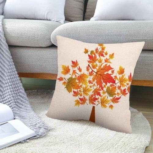 45cmx45cm Golden Maple Leaves Linen/cotton Throw Pillow Covers Couch Autumn Cushion Cover Home Decorative Pillowcase