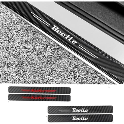 Mutips 2pcs carbon fiber car decal sticker door sill protection trim cover accessories auto exterior for volkswagen beetle kafer