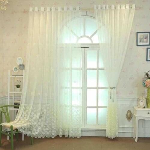 White Simple Tulle Embroidered Curtains for Living Room Bedroom Window Screen Kitchen Sheer Curtain Flower Fabric Pink Drapes