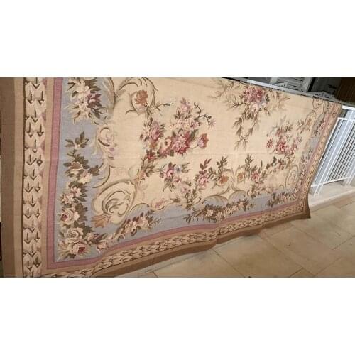 Free shipping 8'X10' French Aubusson rugs hand woven aubusson carpets blue color with flowers