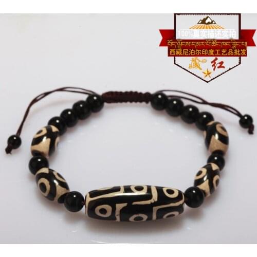 High quality Tibet Dzi Beads Bracelet Natural Stone 9 eyes and 3 Eyes Beads New Design Fengshui Beads Bracelet Free Shipping
