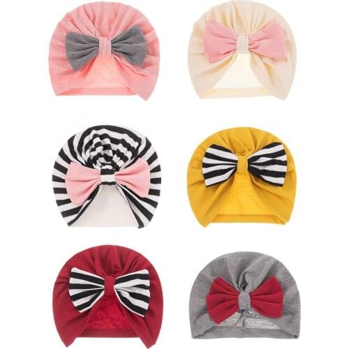 Rabbit Ears Cute Baby Bowknot Hats Newborn Beanie Cotton Soft Elastic Caps Girl Boy Turban Headwrap Headdress Baby Accessories