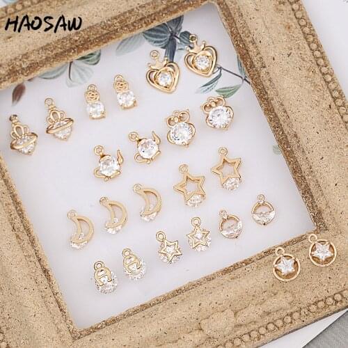 HAOSAW Choose 4Pcs/Lot Multi Design/Star Crystal Charms/Large Stone/DIY Making/Jewelry Accessories/Hand Made/Earring Findings