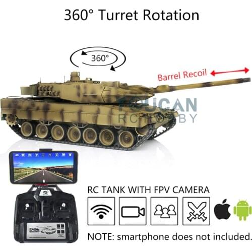 Heng Long 1/16 7.0 Leopard2A6 FPV RC Tank 3889 Barrel Recoil Metal Road Wheels TH17664-SMT4