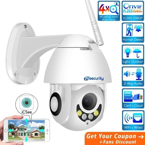 1080P WiFi IP PTZ Camera Outdoor 4X Optical Zoom H.265 Wireless Dual Light Speed Dome 2-Way Audio IP Camera Video Surveillance