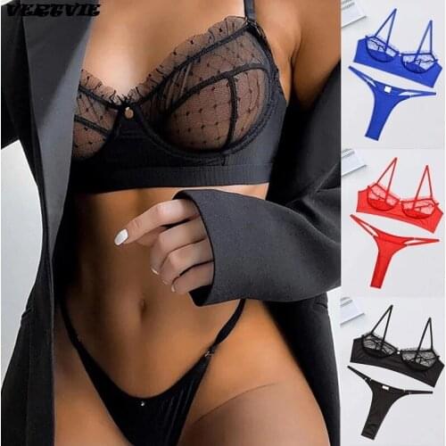 2021 Hot Sale Lace Lingerie Set Sexy Womens Underwear Transparent Bra Party Sets Lace Black Lingerie Bra Set Underwear Set