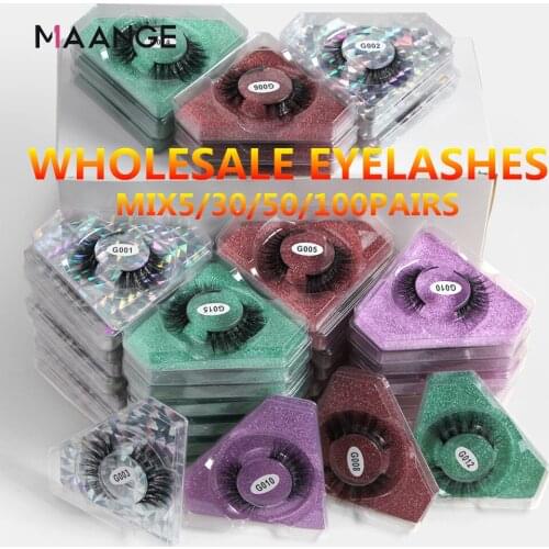 MAANGE Wholesale Eyelashes 5-100Pcs 3d Mink Lashes Natural Mink Eyelashes Wholesale False Eyelash Makeup Thick Fake Lash In Bulk