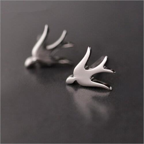 Small Fresh Simple 925 Sterling Silver Jewelry Fashion Cute Little Swallow Bird Exquisite Female Earrings SE133