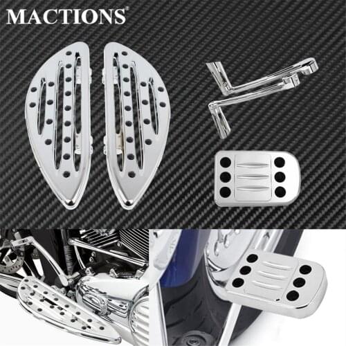 Motorcycle Chrome Driver Floorboard Footpegs Front Foot Board Toe Heel Shift Lever Brake Pedal Pad For Harley Touring Softail FL
