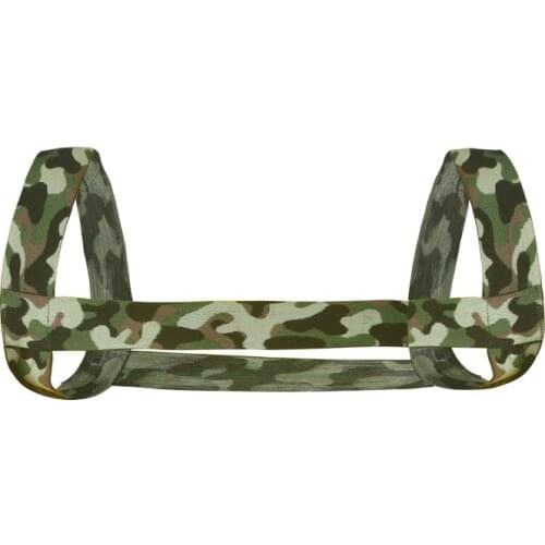 Men Camouflage Halter Chest Harness Fetish Bondage Sexy Clubwear Shoulder Lingerie Elastic Strap