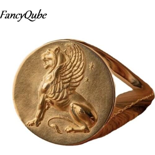 Male Luxury Lion Shield Rings For Men Vintage Fashion Hip Hop Ring Mens Antique Punk Jewelry Engagement Bands