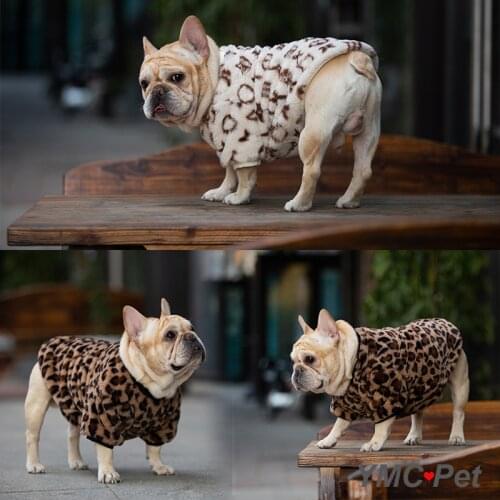 Soft Luxury Dog Clothes Winter Leopard Print French Bulldog Hoodie Designer Medium Dog Clothes Bankstown Bulldogs Poodle Suits