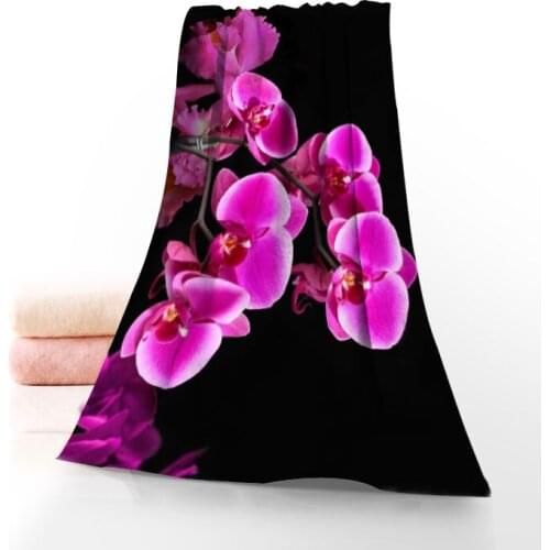 New Custom Orchid Flowers Towel Printed Cotton Face/Bath Towels Microfiber Fabric For Kids Men Women Shower Towels 70X140cm