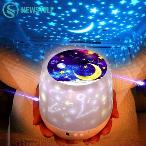 Colorful Starry Sky Projector Night Light Rotation Starry Moon Night Lamp USB Charging For Birthday Gift Romantic Baby Children