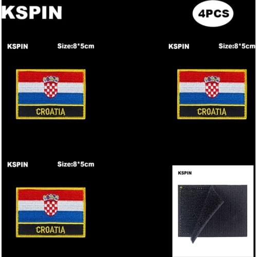 Rectangle National Flag Patch Hook Loop Croatia Badges Armband 3D Stick on Jacket Backpack Stickers